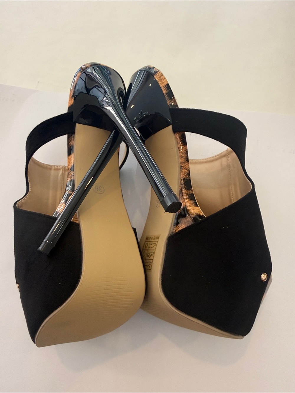 Black High size 36 Heel Peep-Toe Platform Sandals - Picture 5 of 7